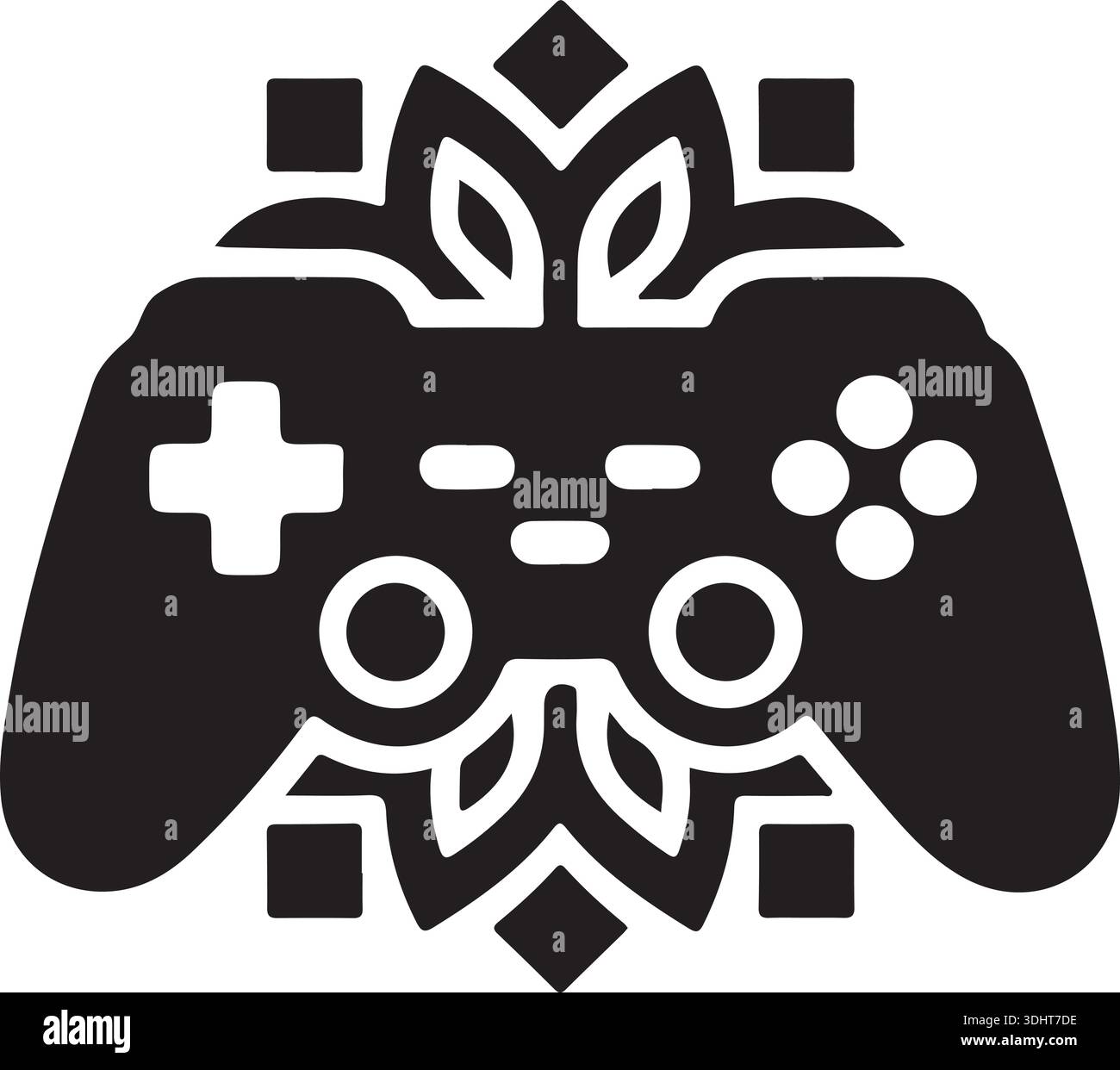 Gamepad Silhouette with Abstract Mandala Pattern Vector Stock Vector
