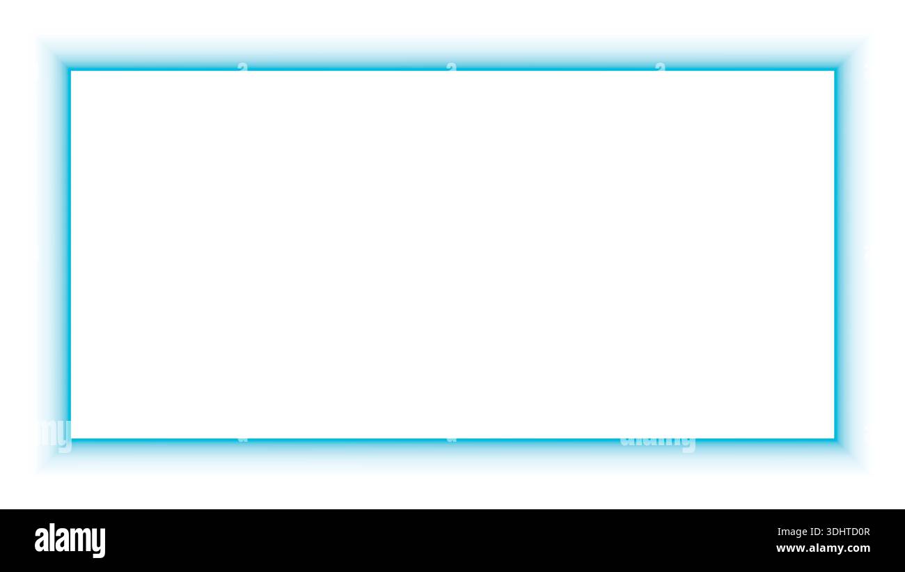 Neon Blue Glowing Rectangle Frame Futuristic Digital Border Element on Dark Background Stock Vector