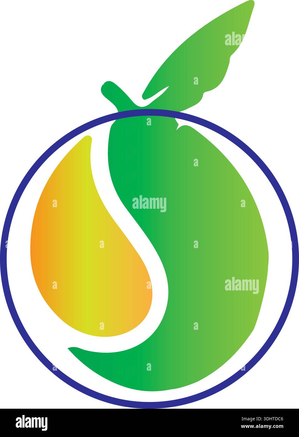 Mango with leaves logo concept. Vector Design Illustration. Symbol and Icon Vector Template Stock Vector