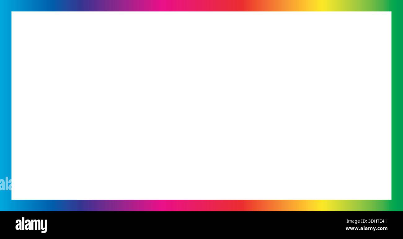 Rainbow Gradient Rectangle Frame on Black Background Stock Vector