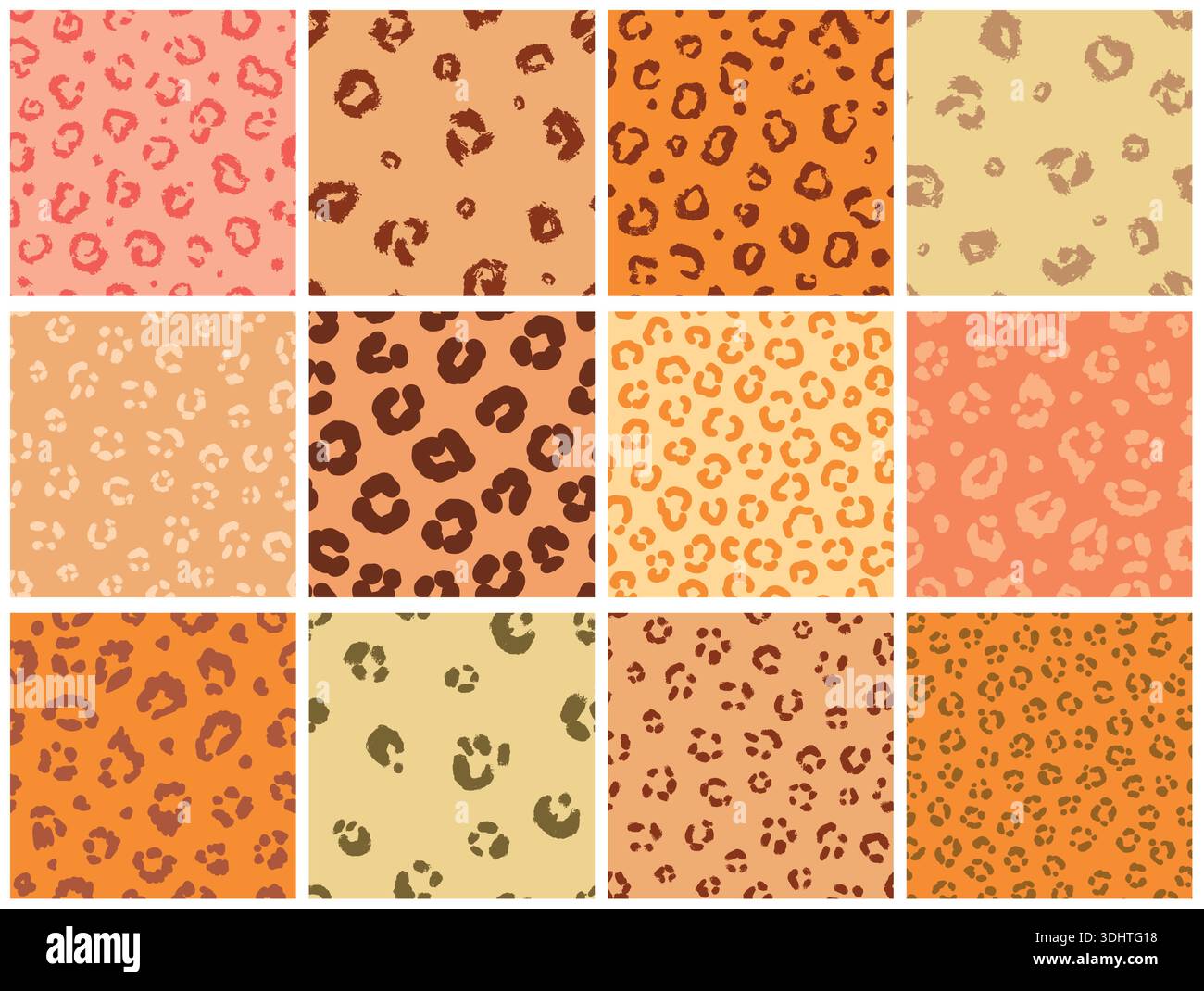 Collection of cute animal skin and fur seamless patterns, mammals, big ...