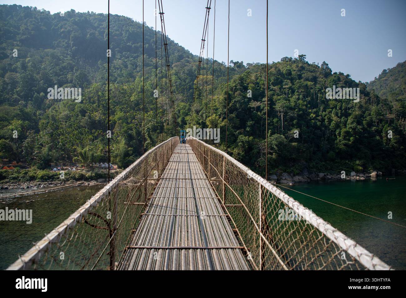 Shillong, India - 18 January 2019: View of the Dawki Bridge stretching ...
