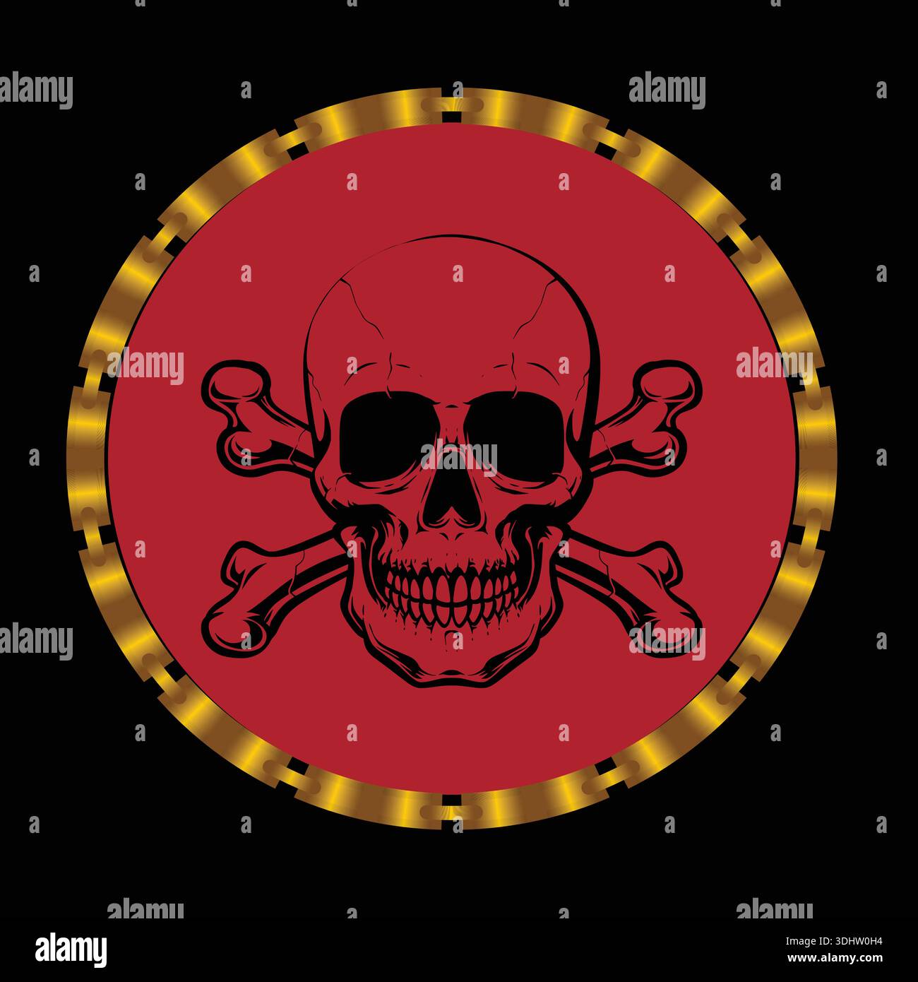 Skull Crossbones T-Shirt Design – Gothic Round Emblem Vector Stock Vector