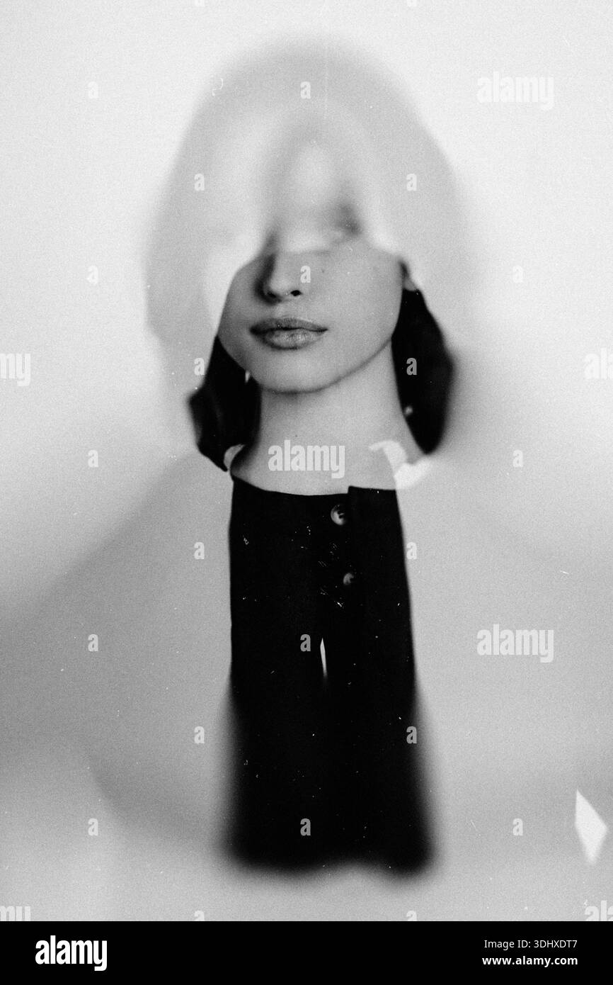 Woman double exposure face fabric hi-res stock photography and images ...