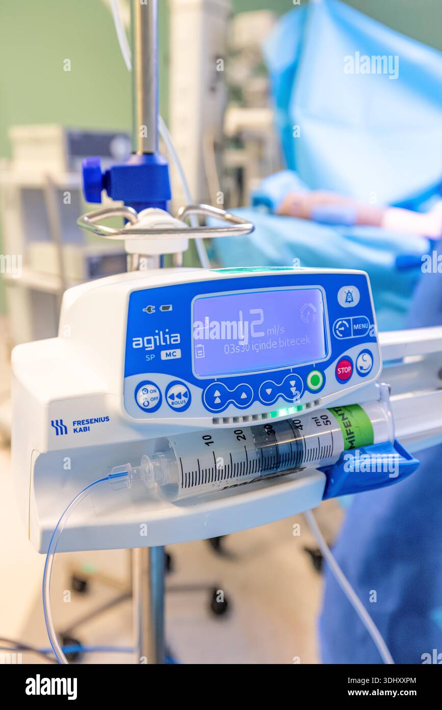 Infusion Rackstation Istanbul, Türkiye, January 20, 2026; An infusion pump is attached to a ...