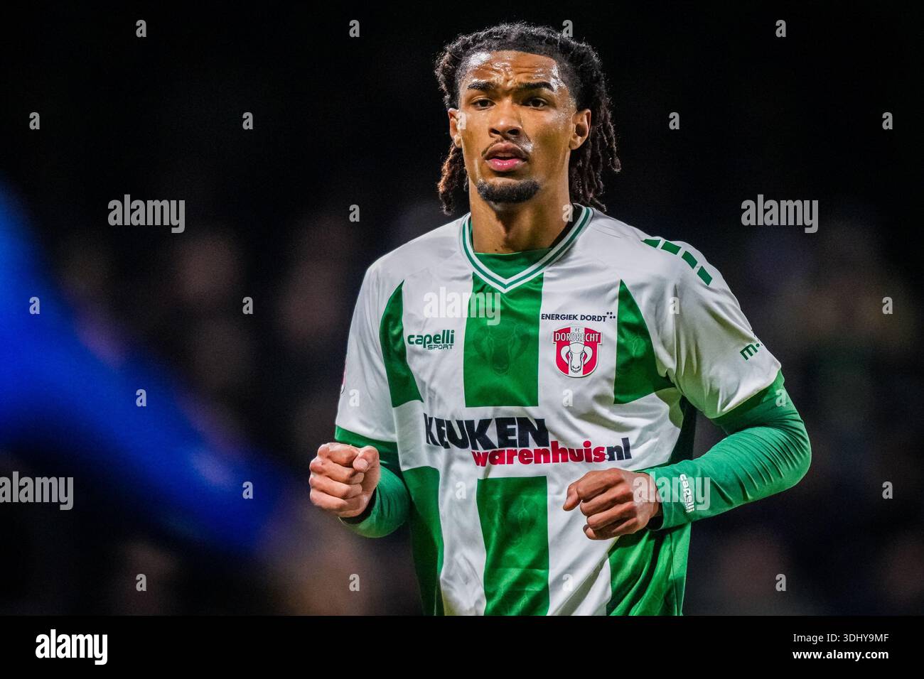 Dordrecht, Netherlands. 23rd Jan, 2026. DORDRECHT, 23-012026, M-Scores Stadium, season 2025/2026, Dutch Keuken Kampioen Divisie football, match between FC Dordrecht and FC Den Bosch, picture shows FC Dordrecht player Yannick Eduardo Credit: Dordrecht, Netherlands. 23rd Jan, 2026. DORDRECHT, 23-012026, M-Scores Stadium, season 2025/2026, Dutch Keuken Kampioen Divisie football, match between FC Dordrecht and FC Den Bosch, picture shows FC Dordrecht player Yannick Eduardo Credit: