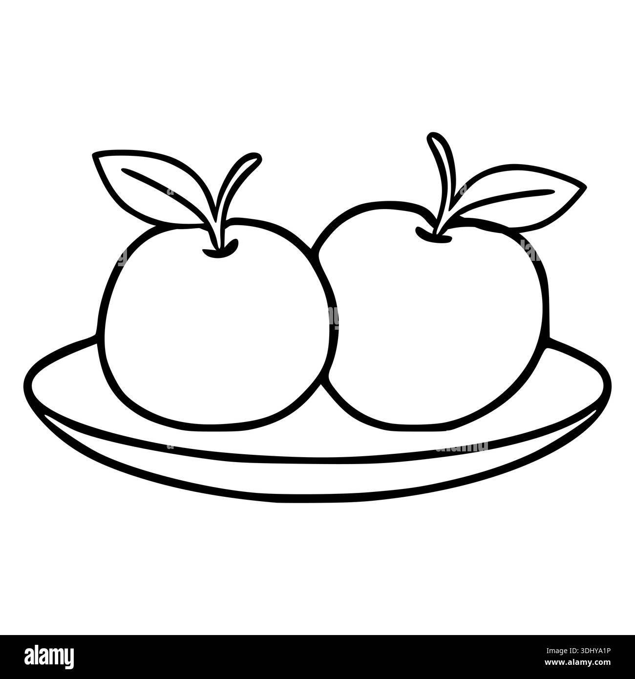 Illustration of two apples Black and White Stock Photos & Images