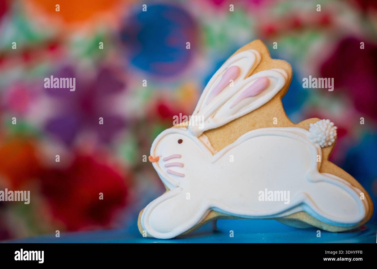 Running Easter Bunny Cookie  with Copy Space Stock Photo