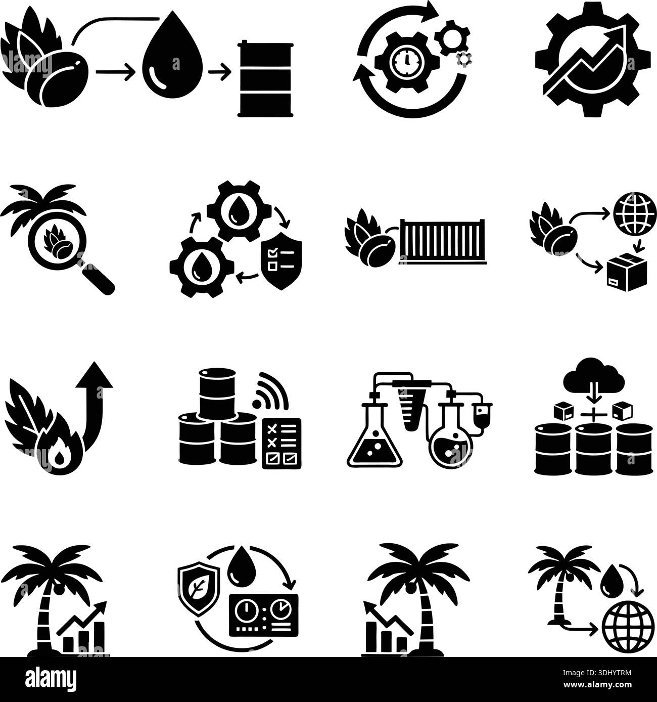 Professional palm oil processing and industrial operations vector ...