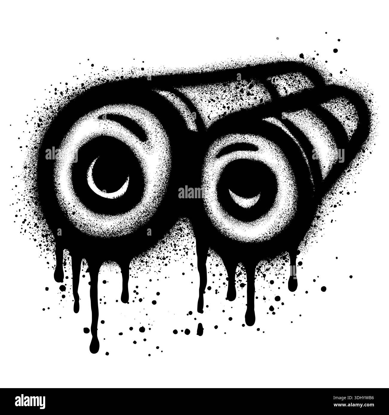 Binoculars graffiti with black spray paint. vector illustration. Stock Vector