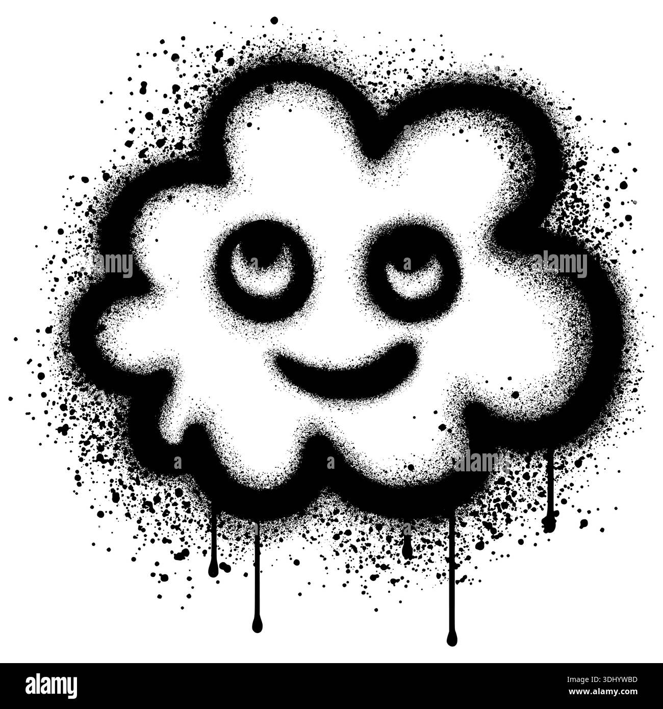 Cute cloud graffiti style with black spray paint Stock Vector Image ...
