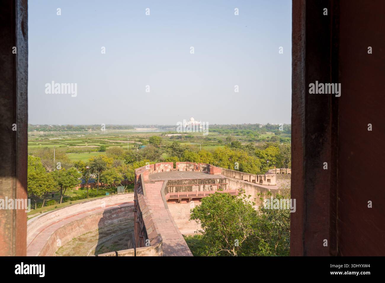 View of the taj mahal from agra fort hi-res stock photography and