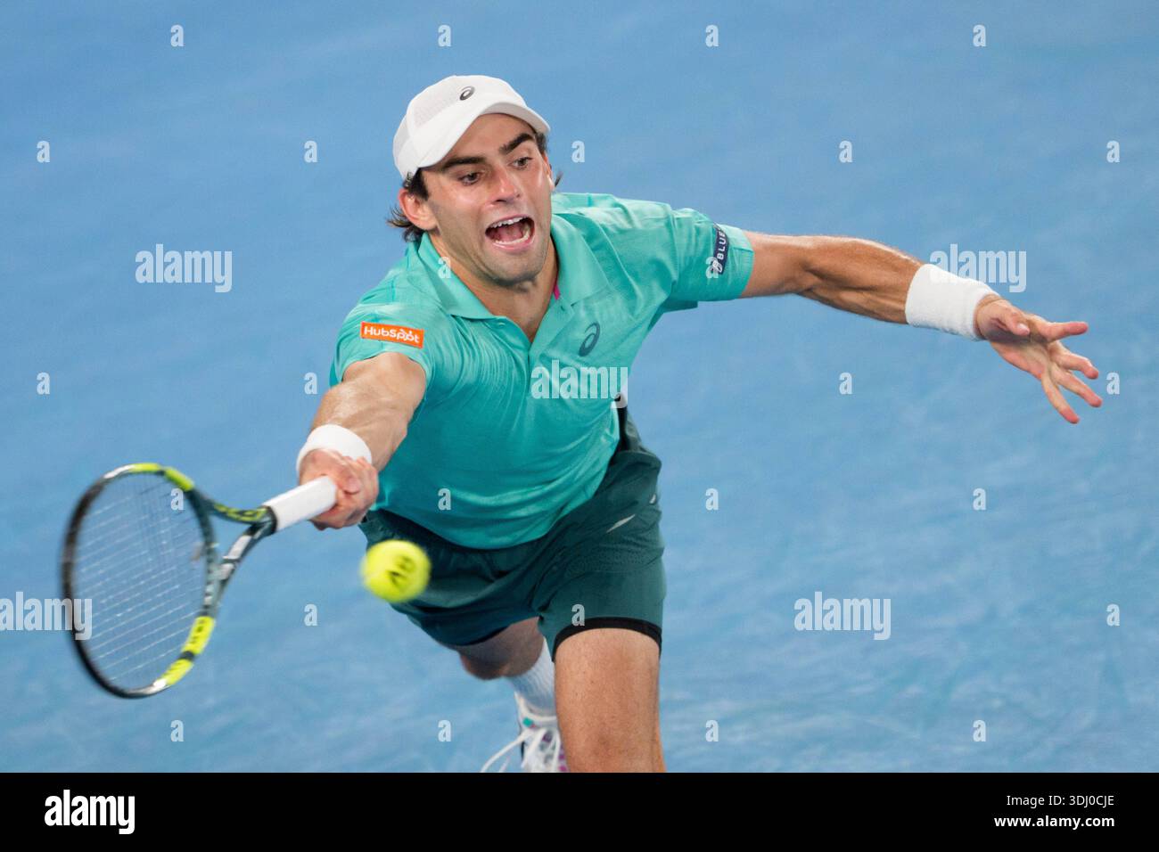 Melbourne, Australia. 24th Jan, 2026. ELIOT SPIZZIRRI of the USA in action against 2nd seed JANNIK SINNER of Italy on Rod Laver Arena in a Men's Singles 3rd round match on day 7 of the 2026 Australian Open in Melbourne, Australia. SINNER won 46 63 64 64. Sydney Low/Cal Sport Media/Alamy Live News Stock Photo
