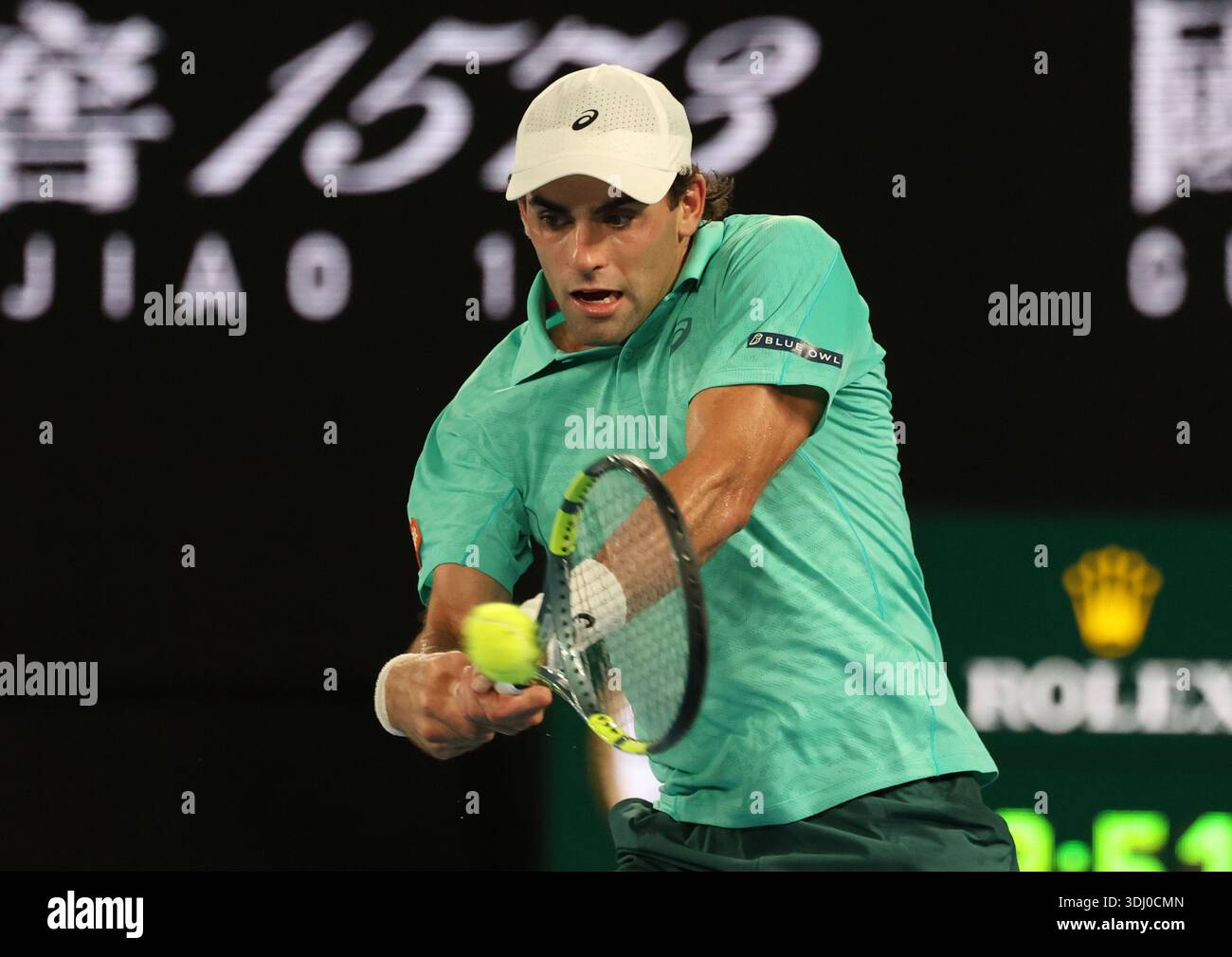 Melbourne, Victoria, Australia. 24th Jan, 2026. ELIOT SPIZZIRRI of USA during the match against J. Sinner of Italy in the third round of Australian Open, Melbourne, Australia. Spizzirri lost 6:4, 3:6, 4:6, 4:6. (Credit Image: © Marcin Cholewinski/ZUMA Press Wire) EDITORIAL USAGE ONLY! Not for Commercial USAGE! Stock Photo