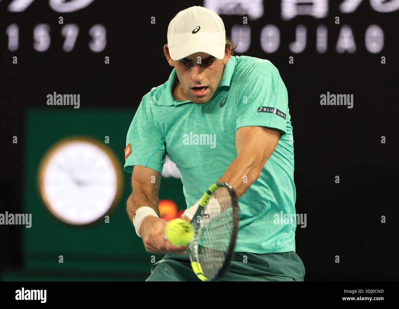 Melbourne, Victoria, Australia. 24th Jan, 2026. ELIOT SPIZZIRRI of USA during the match against J. Sinner of Italy in the third round of Australian Open, Melbourne, Australia. Spizzirri lost 6:4, 3:6, 4:6, 4:6. (Credit Image: © Marcin Cholewinski/ZUMA Press Wire) EDITORIAL USAGE ONLY! Not for Commercial USAGE! Stock Photo