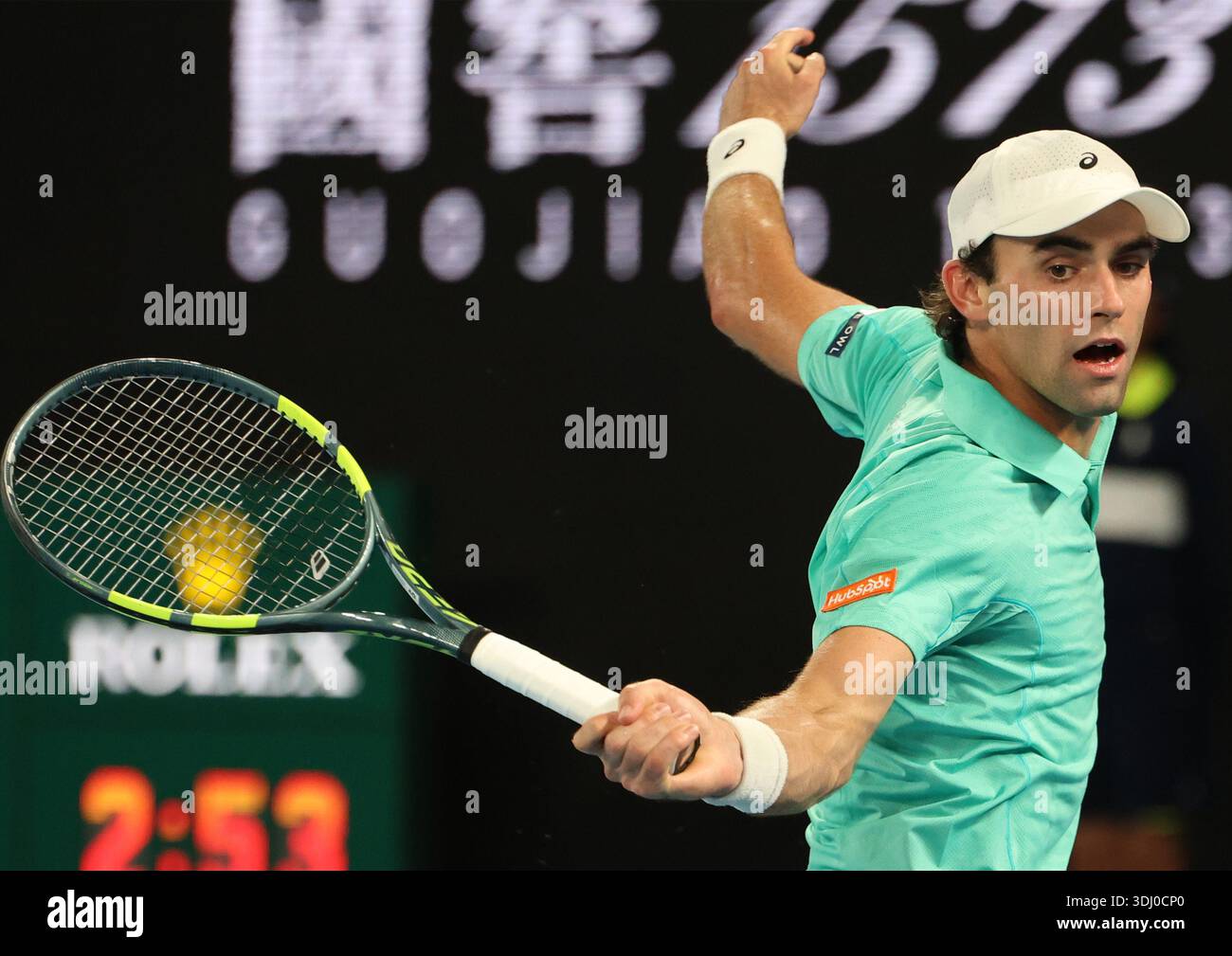 Melbourne, Victoria, Australia. 24th Jan, 2026. ELIOT SPIZZIRRI of USA during the match against J. Sinner of Italy in the third round of Australian Open, Melbourne, Australia. Spizzirri lost 6:4, 3:6, 4:6, 4:6. (Credit Image: © Marcin Cholewinski/ZUMA Press Wire) EDITORIAL USAGE ONLY! Not for Commercial USAGE! Stock Photo