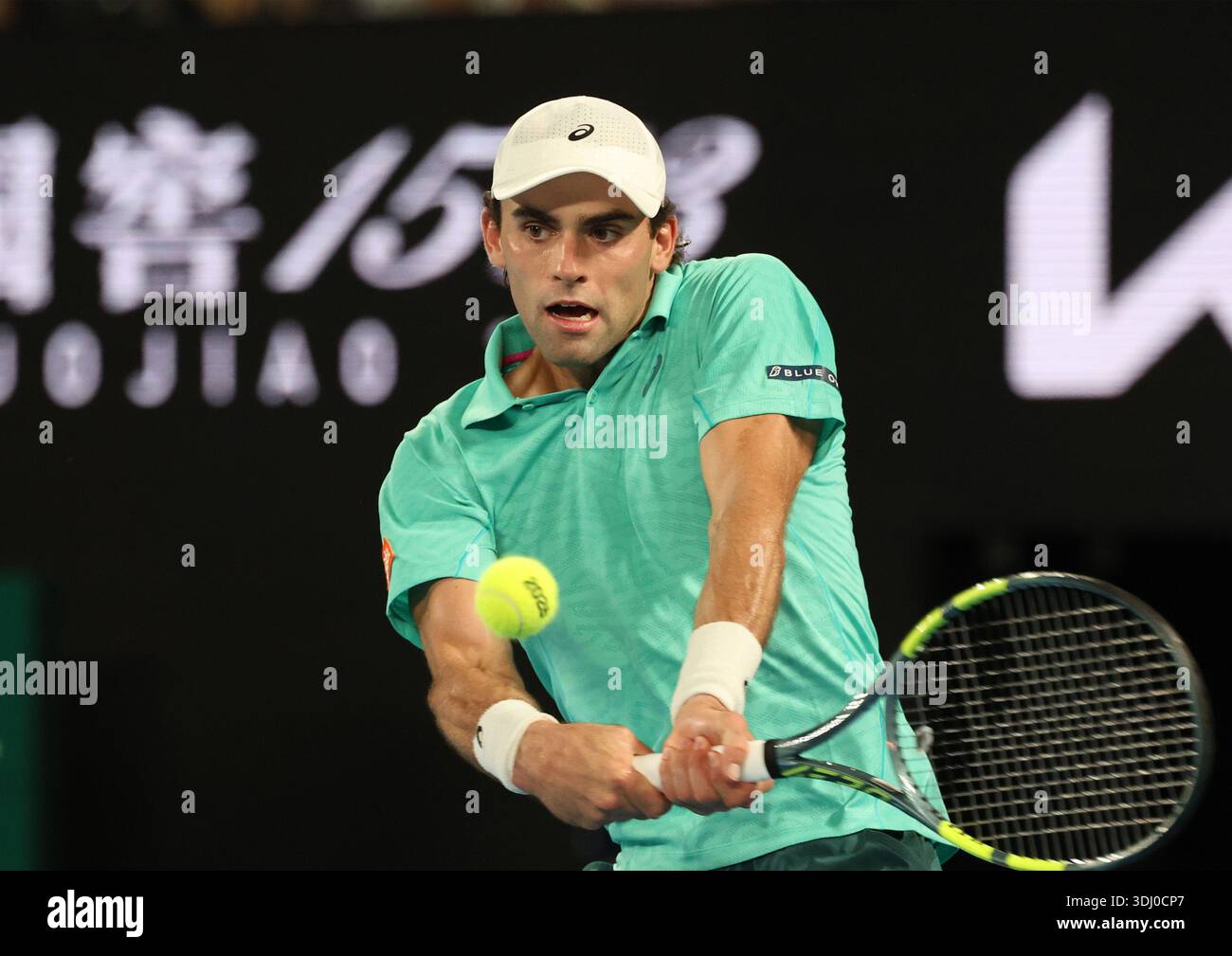 Melbourne, Victoria, Australia. 24th Jan, 2026. ELIOT SPIZZIRRI of USA during the match against J. Sinner of Italy in the third round of Australian Open, Melbourne, Australia. Spizzirri lost 6:4, 3:6, 4:6, 4:6. (Credit Image: © Marcin Cholewinski/ZUMA Press Wire) EDITORIAL USAGE ONLY! Not for Commercial USAGE! Stock Photo