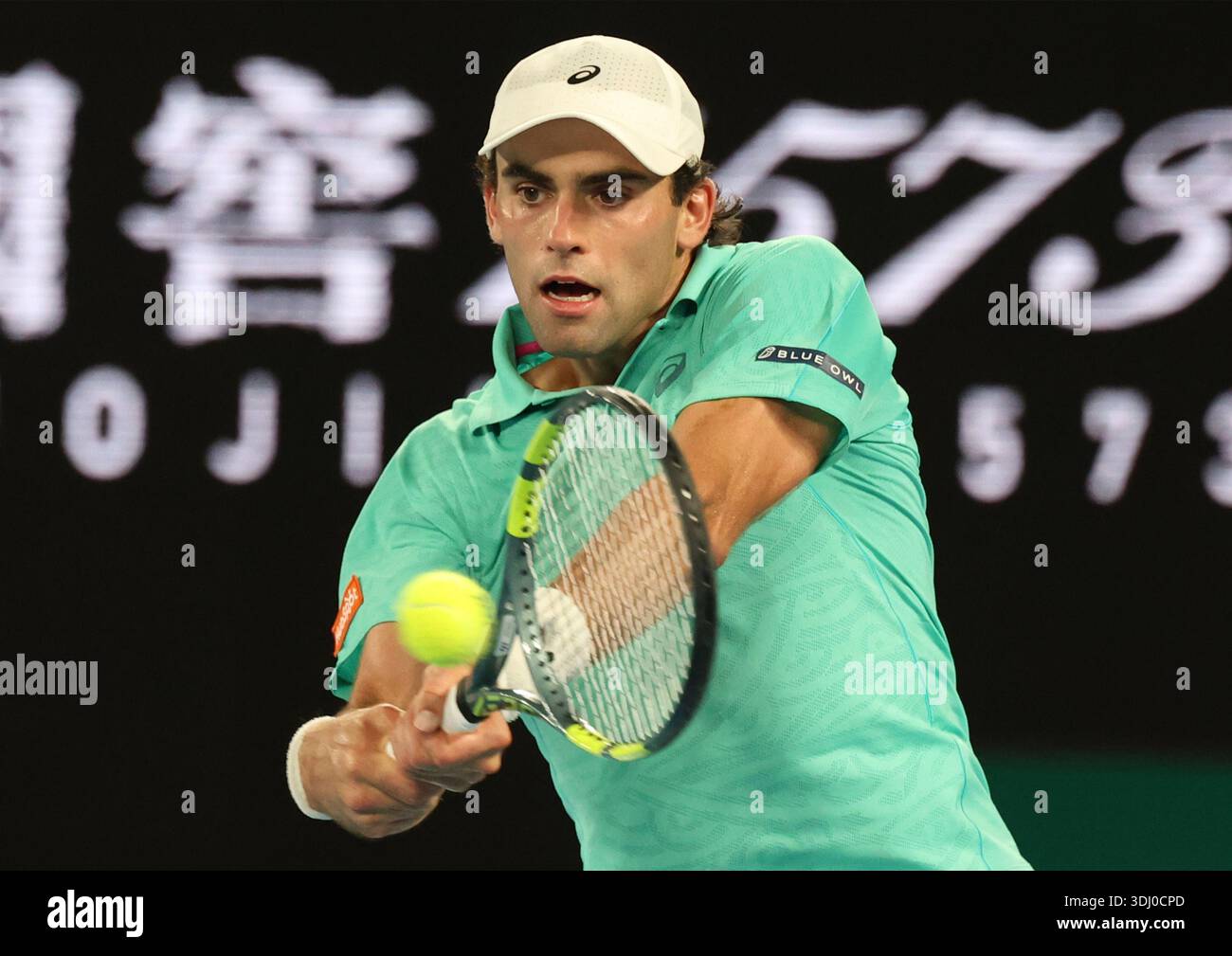 Melbourne, Victoria, Australia. 24th Jan, 2026. ELIOT SPIZZIRRI of USA during the match against J. Sinner of Italy in the third round of Australian Open, Melbourne, Australia. Spizzirri lost 6:4, 3:6, 4:6, 4:6. (Credit Image: © Marcin Cholewinski/ZUMA Press Wire) EDITORIAL USAGE ONLY! Not for Commercial USAGE! Stock Photo
