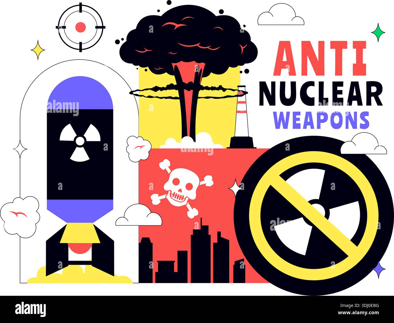 Anti Nuclear Weapons Protest Vector Illustration Featuring Global Peace ...