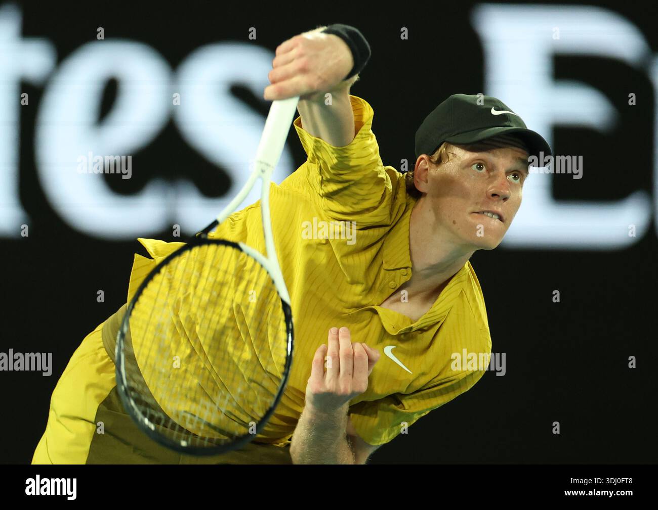 Melbourne, Victoria, Australia. 24th Jan, 2026. JANNIK SINNER of Italy during the match against Eliot Spizzirri of USA in the third round of Australian Open in Melbourne. Sinner won 4:6, 6:3, 6:4, 6:4. (Credit Image: © Marcin Cholewinski/ZUMA Press Wire) EDITORIAL USAGE ONLY! Not for Commercial USAGE! Stock Photo