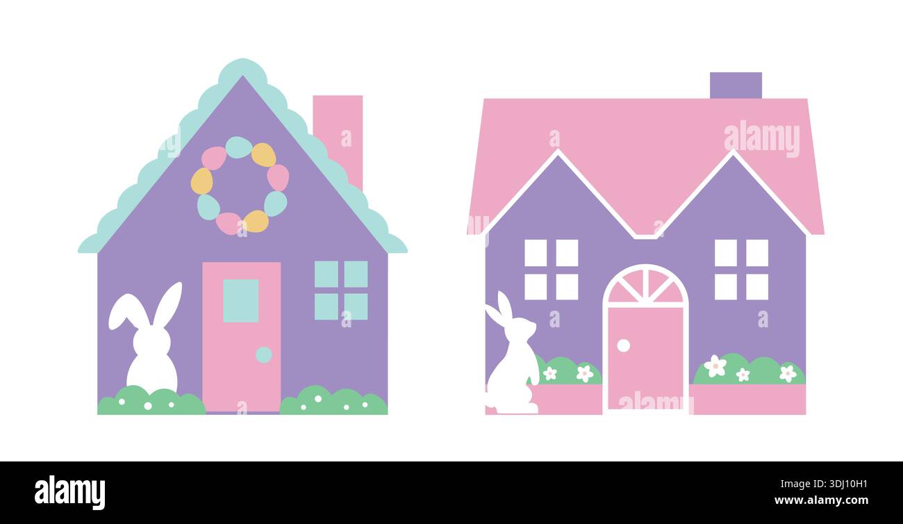 Spring House Svg Set of spring House Flat Vector Illustration. Sweet Home Clipart. White ...