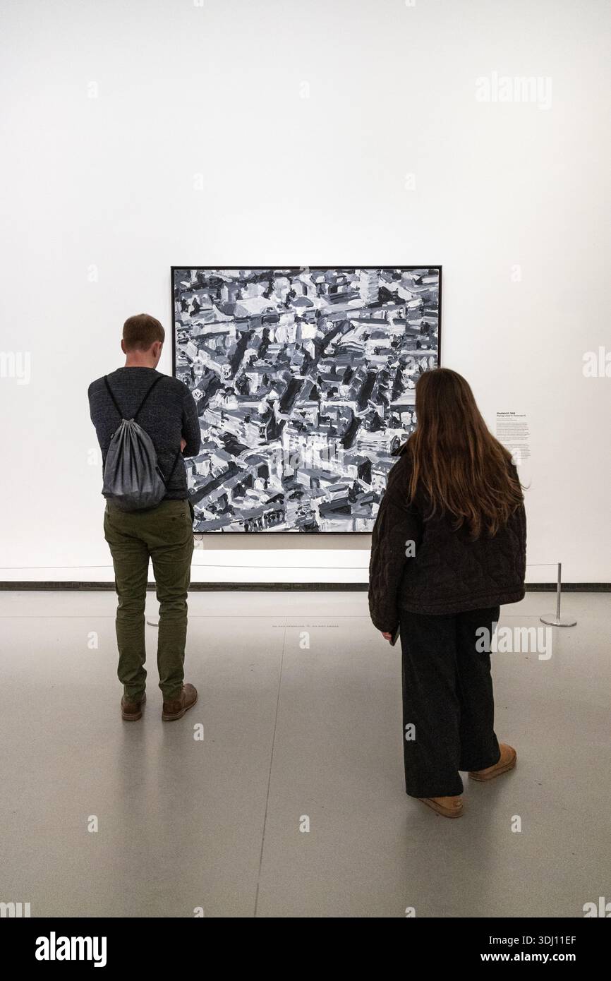 Gerhard Ritcher Person People looking at 'Townscape D' (1968) by Gerhard Richter, Gerhard ...