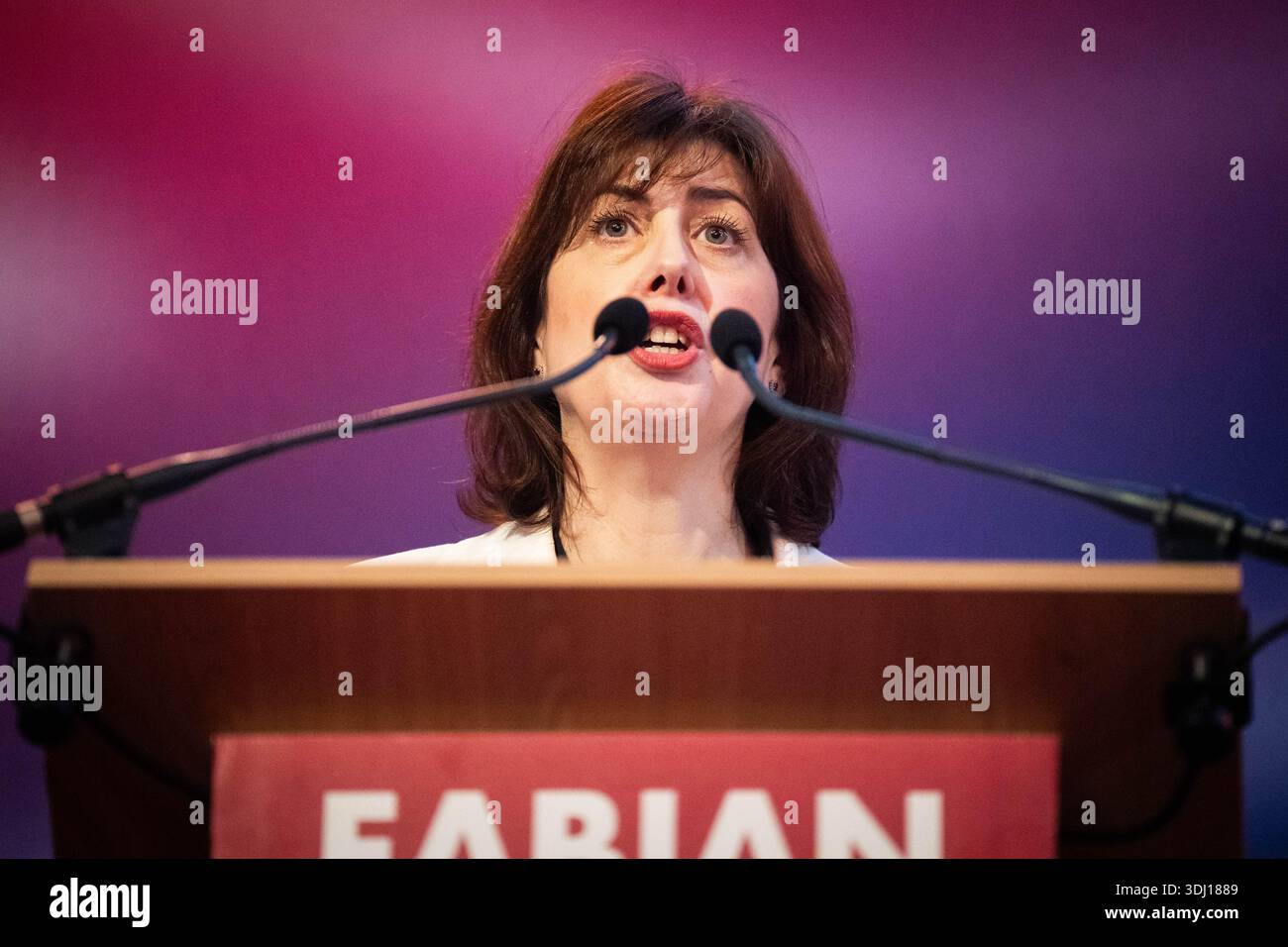 Deputy Leader of the Labour Party Lucy Powell speaking at the Fabian ...