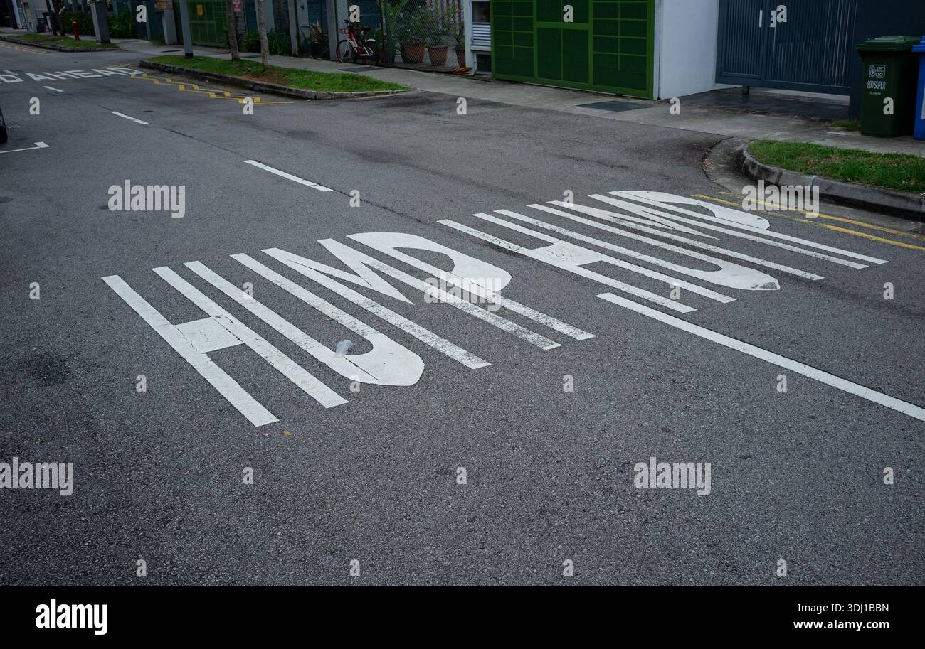 Hump Hump road safety sign warning in Singapore Ceylon road Stock Photo ...