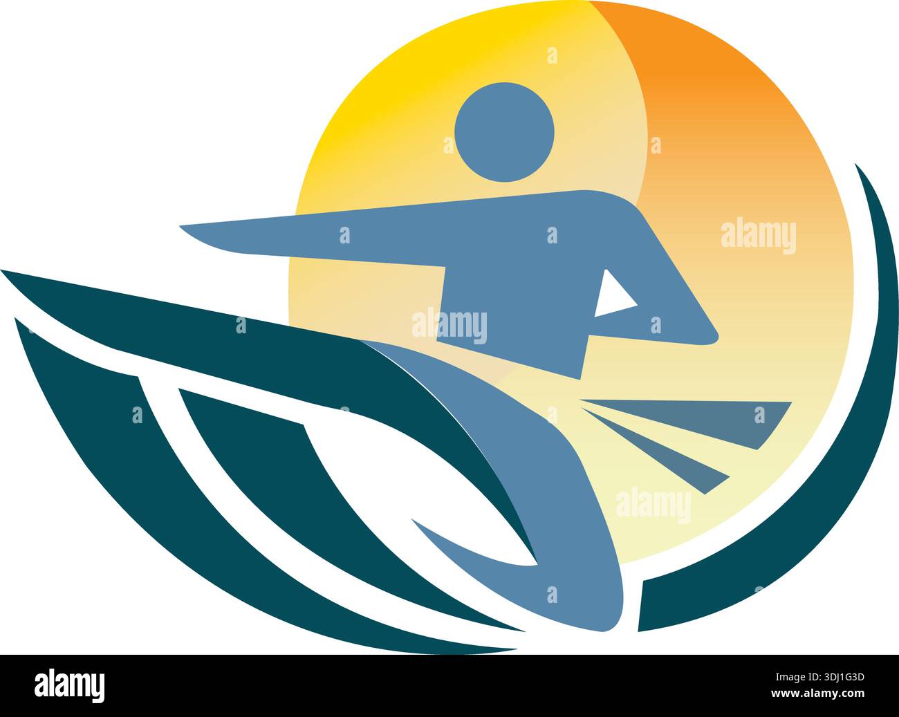 A man on a surfboard logo design Stock Vector