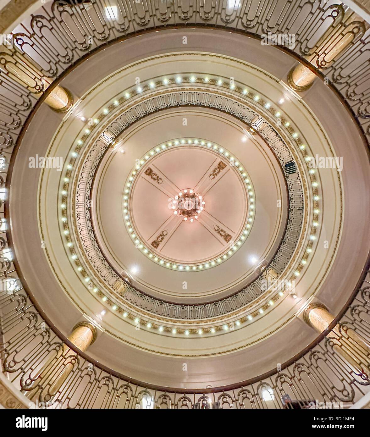 The upward view of the rotunda of the El Ateneo, a fancy bookstore in a converted theater in Buenos Aires, Argentina - Smartphone Captured Stock Image