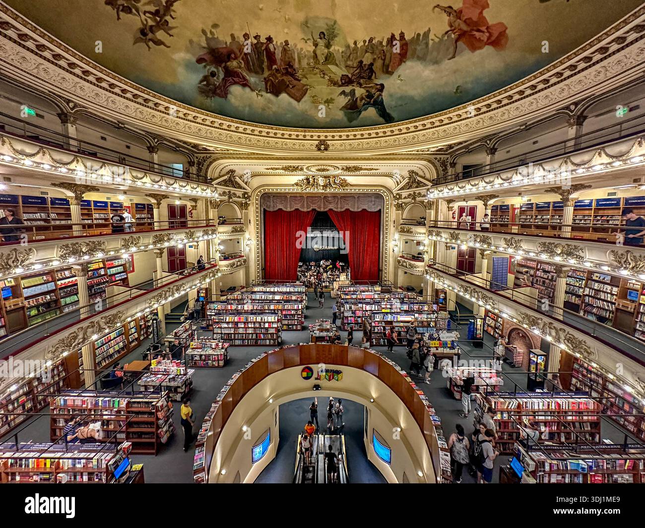 The interior of El Ateneo, the fancy, beautiful and unique book store in a converted theater in Buenos Aires, Argentina - Smartphone Captured Stock Image