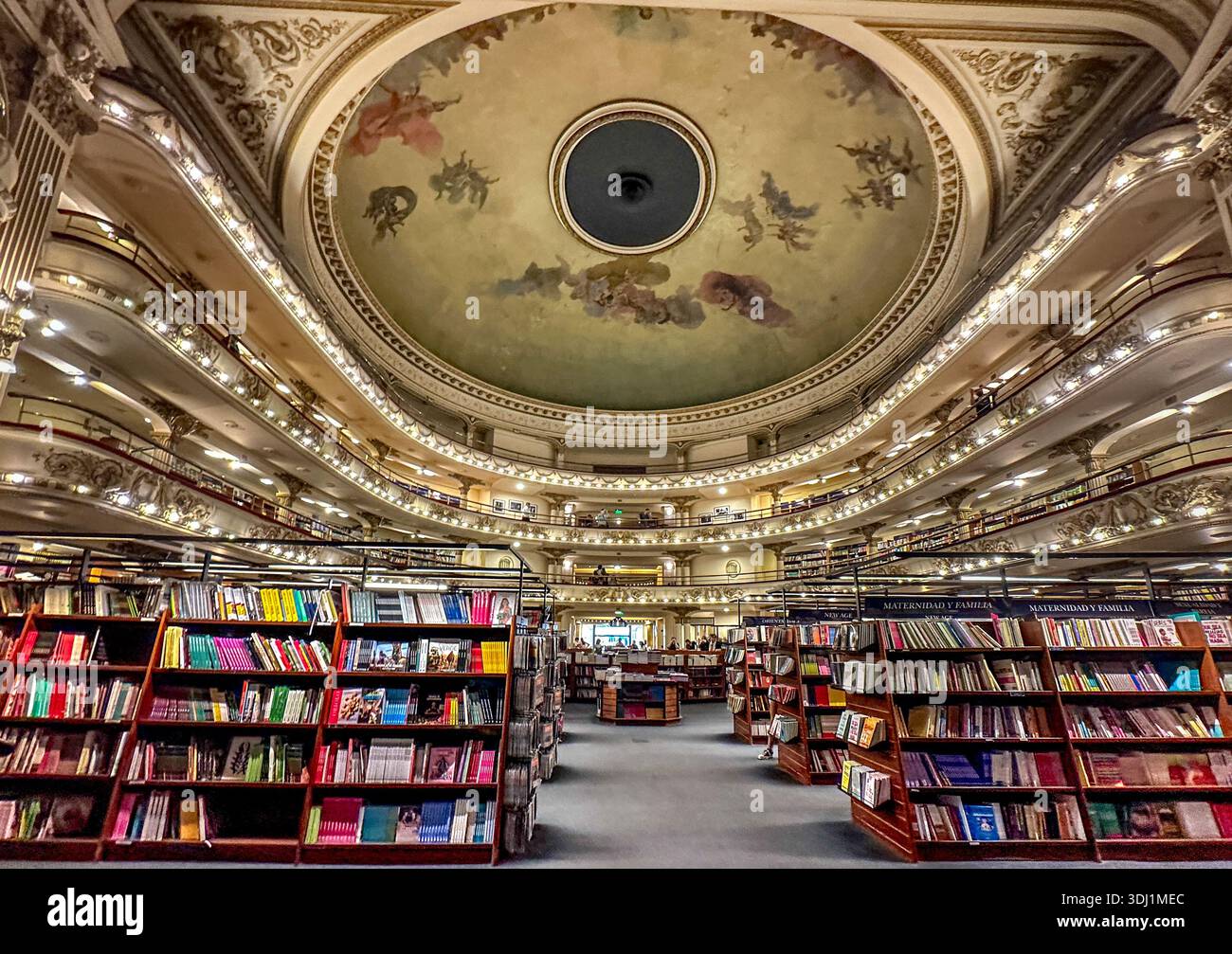The interior of El Ateneo, the fancy, beautiful and unique book store in a converted theater in Buenos Aires, Argentina - Smartphone Captured Stock Image