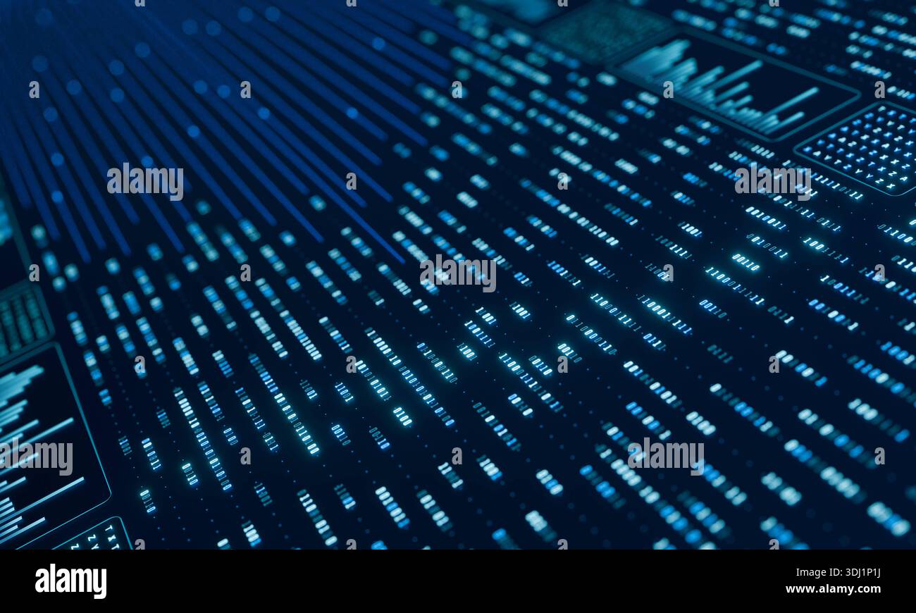 Big data, binary code, encryption, digital user interface, virtual reality concept. Big data, binary code, encryption, digital user interface, virtual reality concept. Futuristic, software configuration, data processing, technology, computer network. img_technology087s03_futuristic_big_data_concept Stock Photo