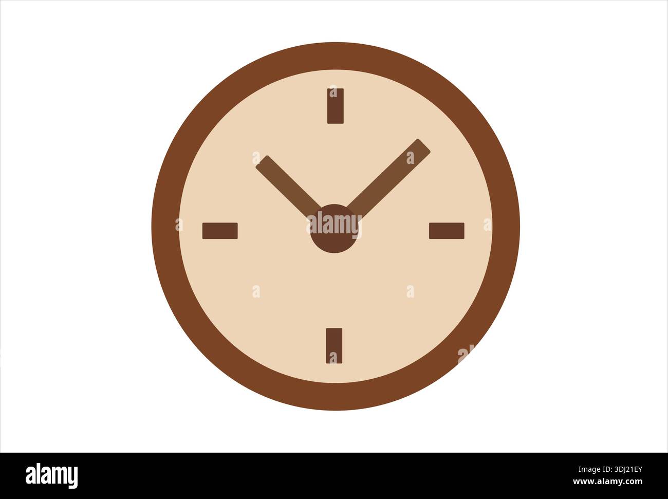 Simple Brown Clock Icon on White Background Stock Vector