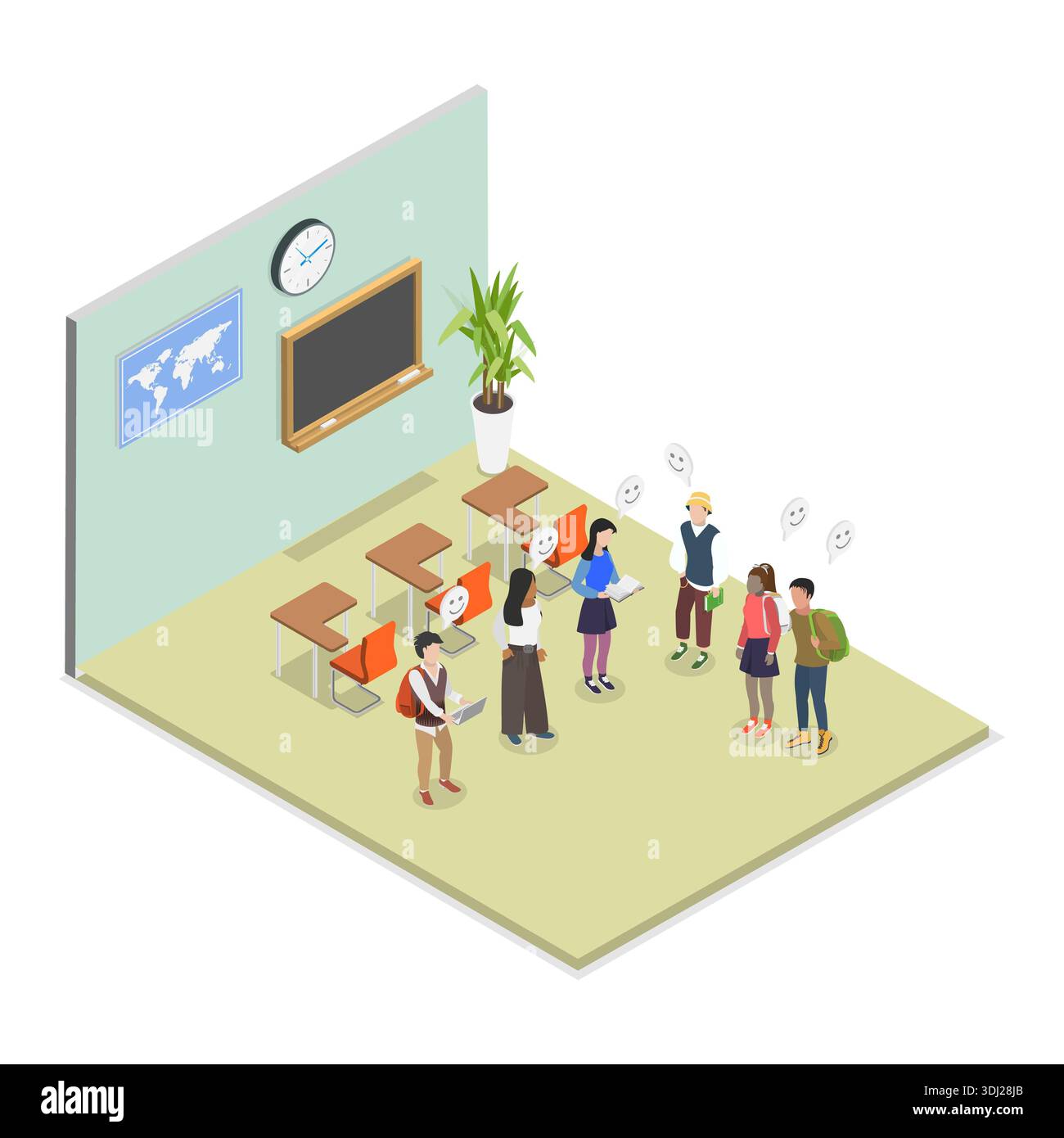 3D Isometric Flat Illustration of Education And Learning, Students ...