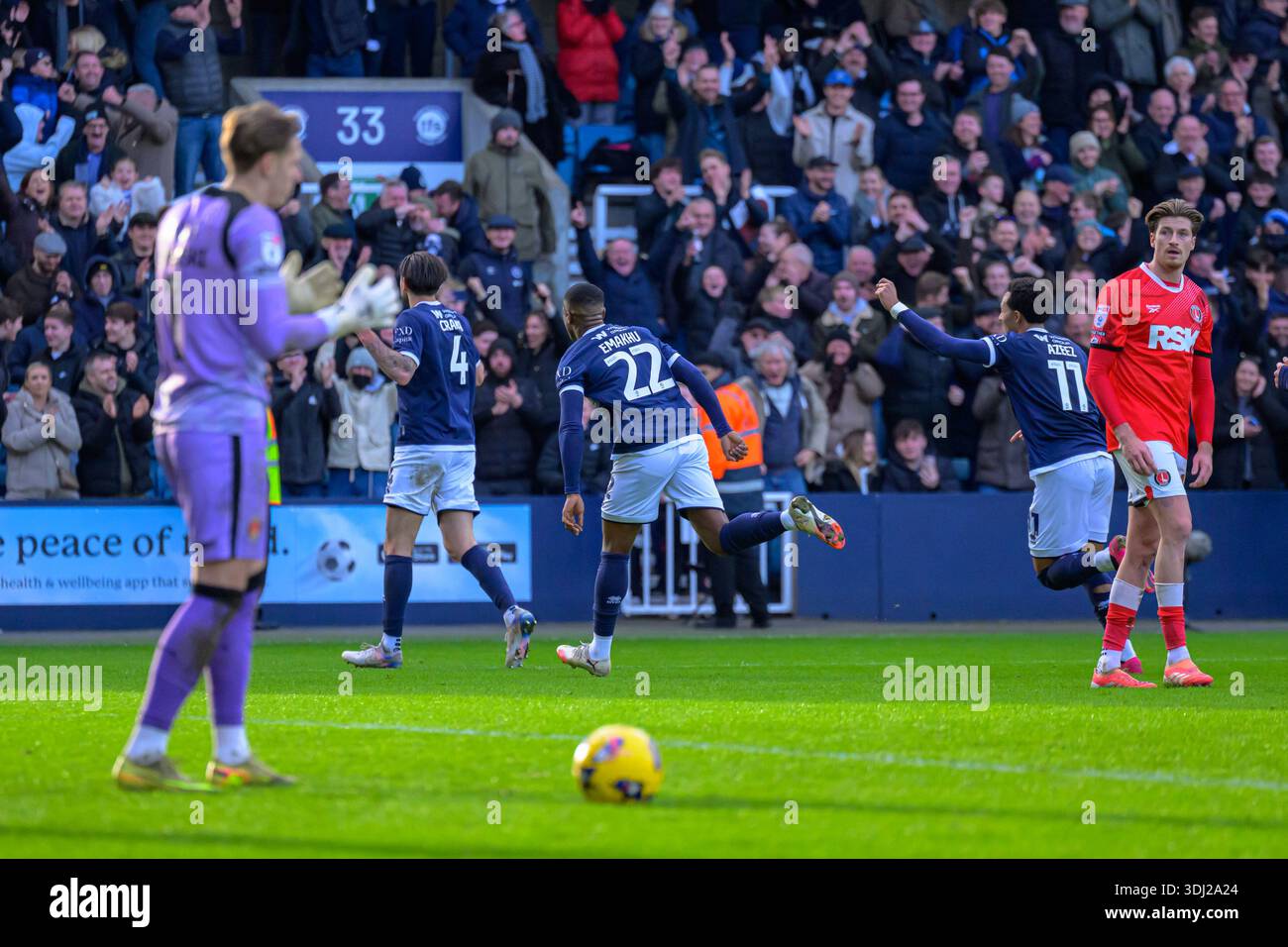 Millwall Game Players of Millwall celebrating scoring the team's fourth goal during ...