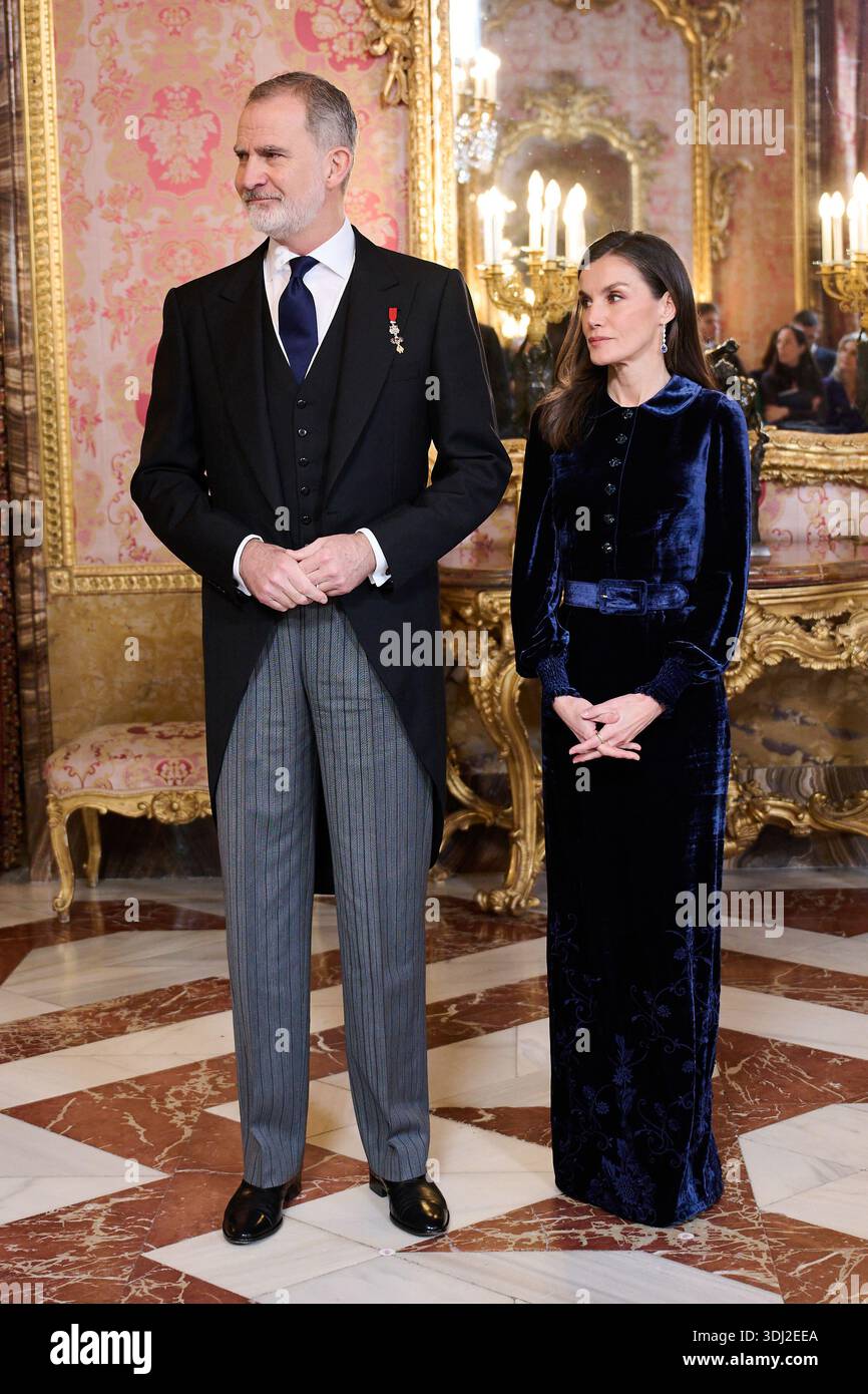 Spanish King Felipe VI and Queen Letizia during a reception with the