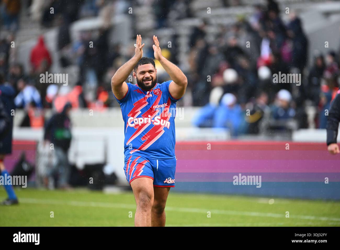 Bordeaux, France. 24th Jan, 2026. Moses Alo-Emile of Stade Francais during  the Top 14 match between Bordeaux and Stade Francais at Stade Chaban Delmas  on January 24, 2026 in Bordeaux, France. (Photo