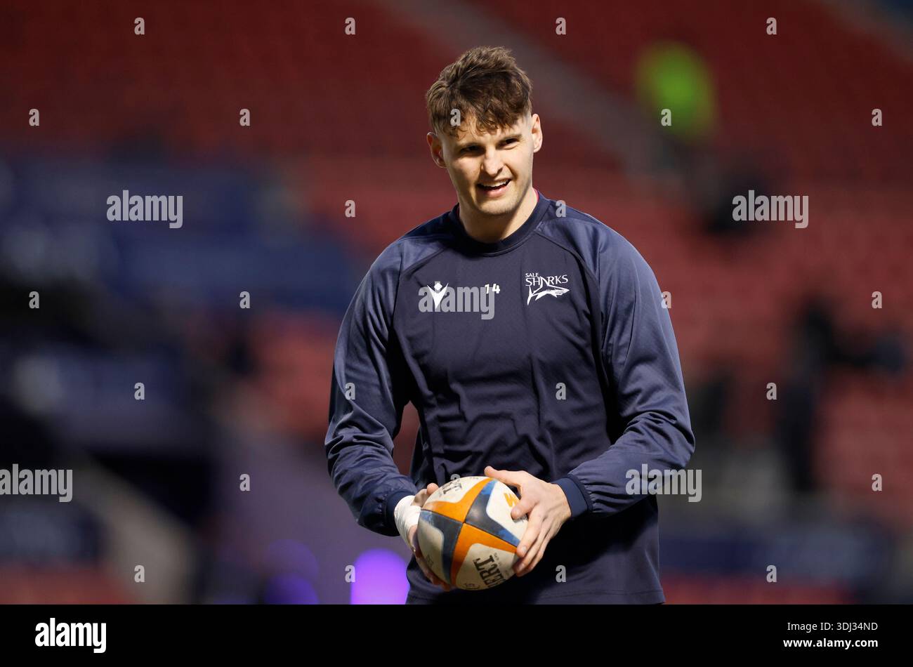 Sale Sharks' Tom O'Flaherty during the warm up before the Gallagher ...
