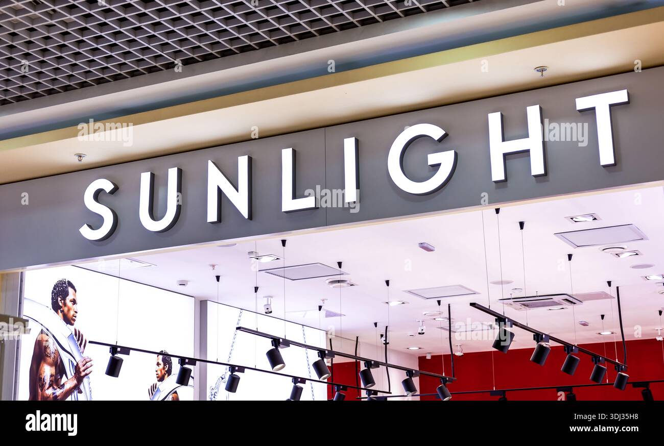 Samara, Russia - April 6, 2025: Sunlight jewelry store logo of a popular Russian brand in a shopping center Stock Photo
