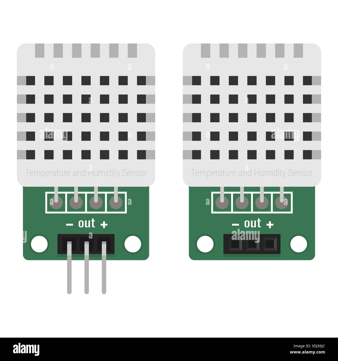 Digital temperature and humidity sensor module set. Vector illustration isolated on white Stock Vector