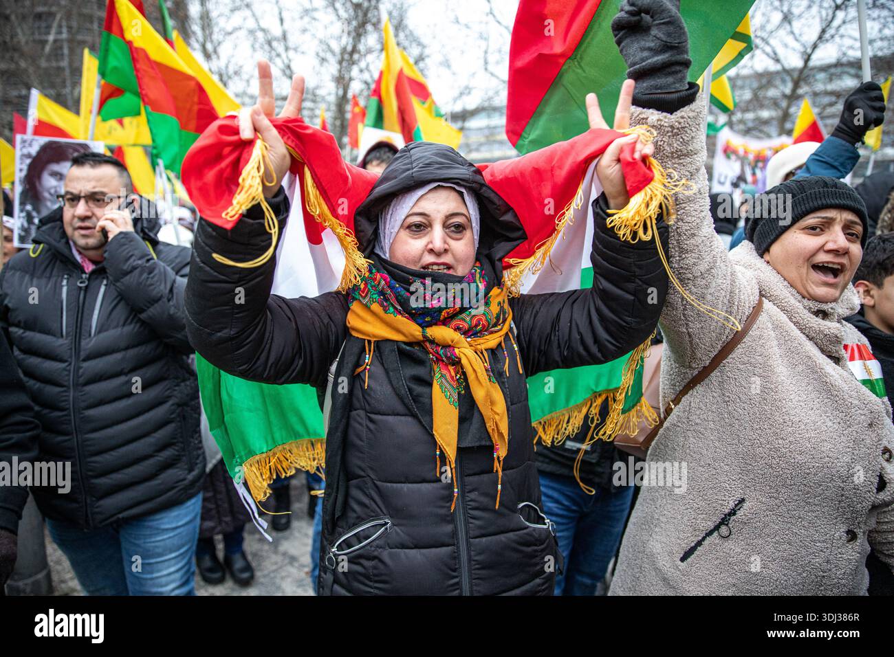 Demonstrators gathered Saturday, January 24, 2026, at Breitscheidplatz ...