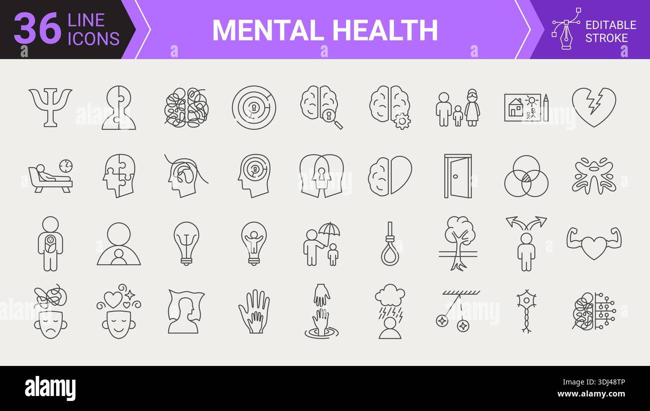 Health therapy outline icons Stock Vector Images - Alamy