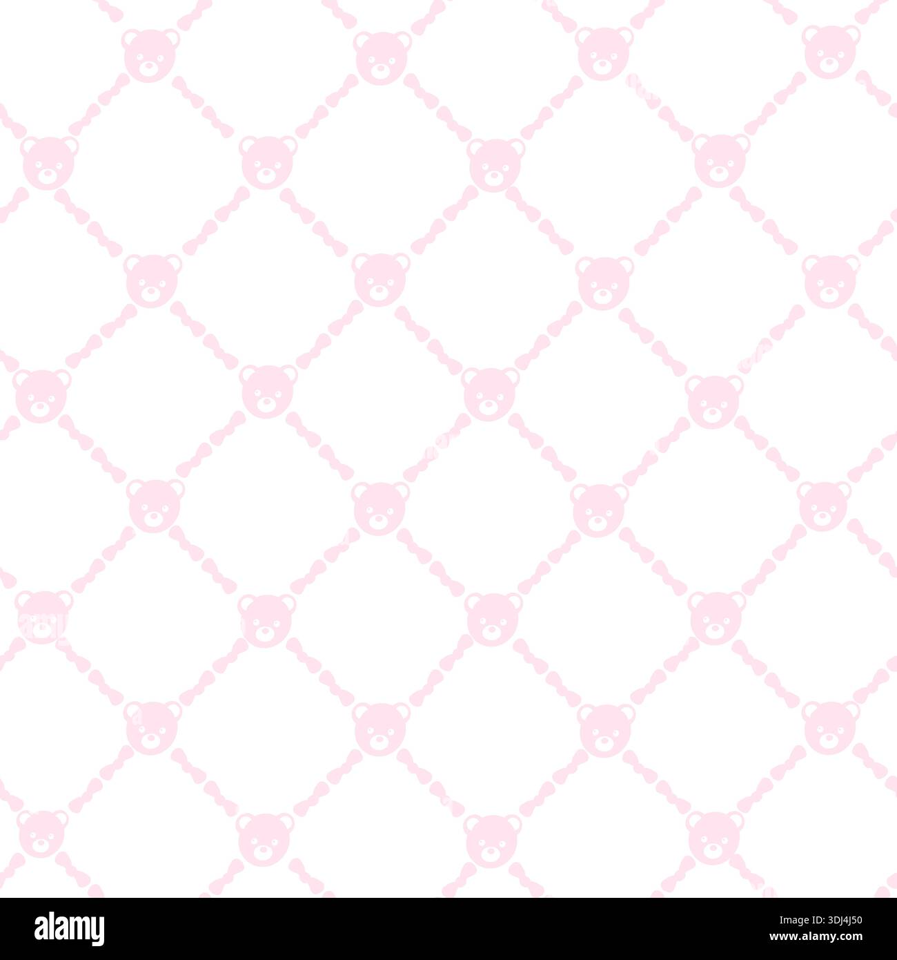 Plaid with bow ribbon and teddy bears pattern Stock Vector