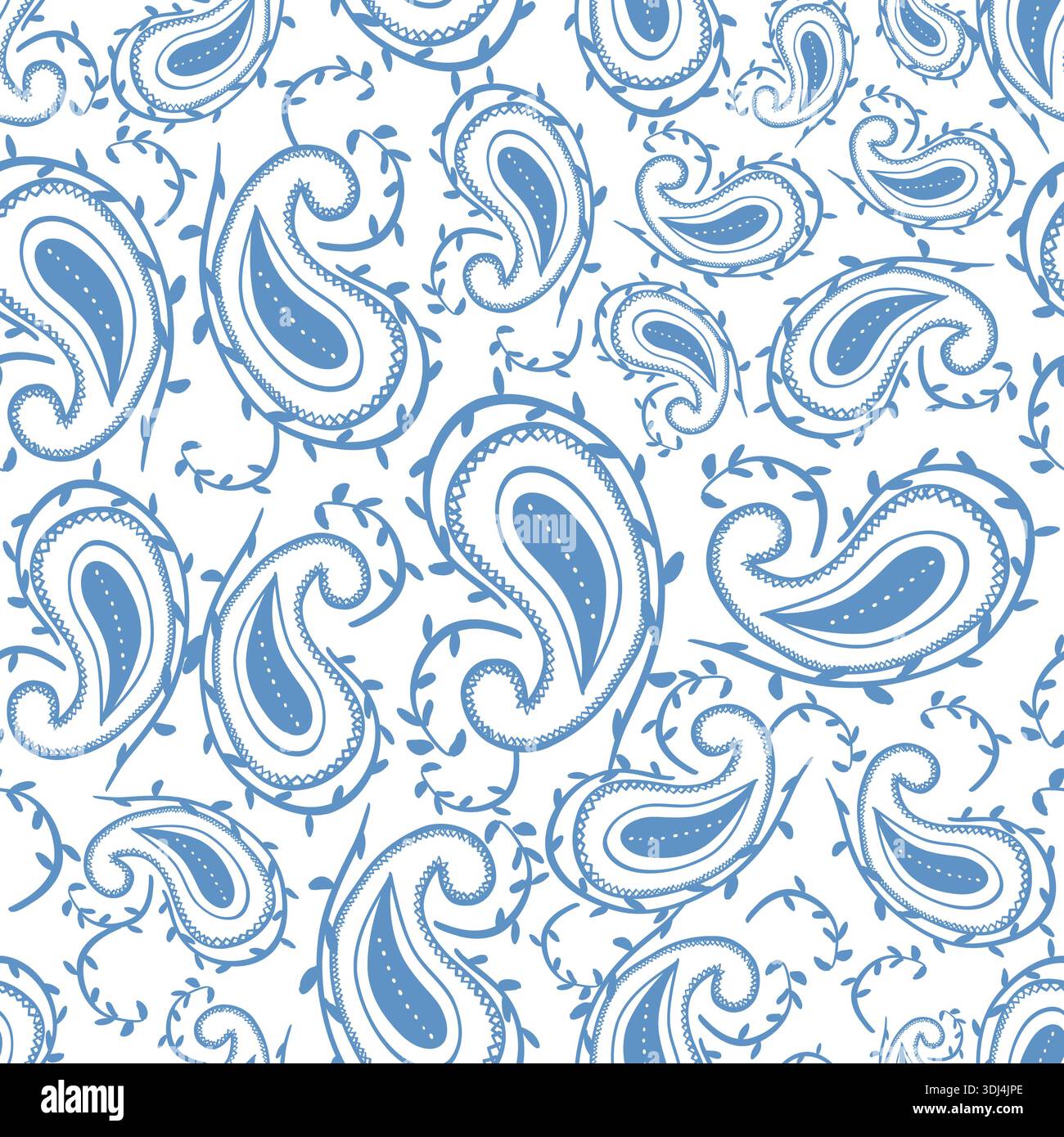 Blue paisley seamless fabric design pattern II Stock Vector