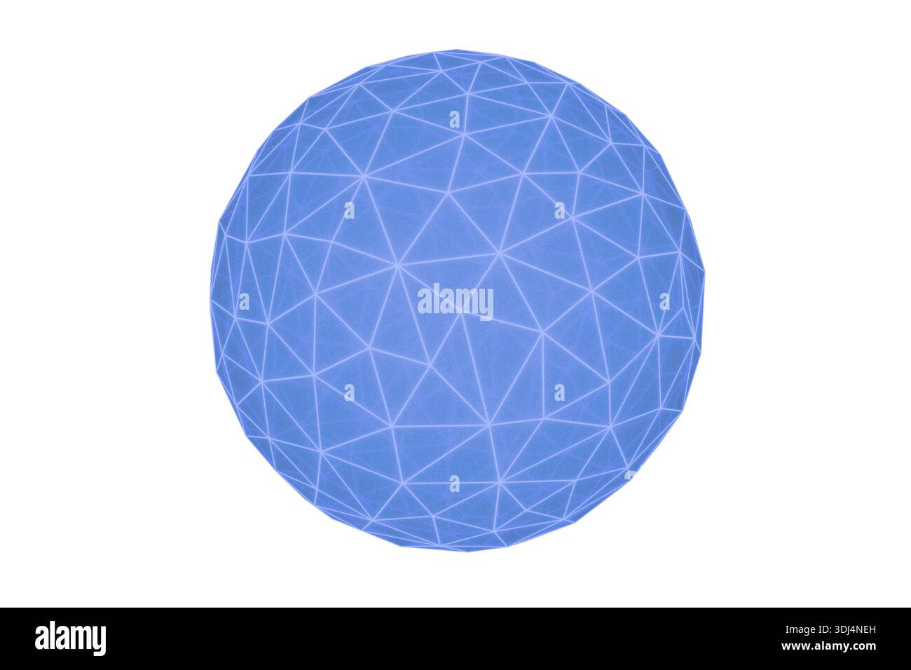 Stunning blue geometric sphere with complex triangular network Stock Photo