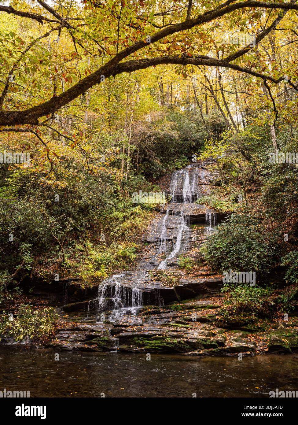 Tranquil tiered waterfall flows hi-res stock photography and images - Alamy
