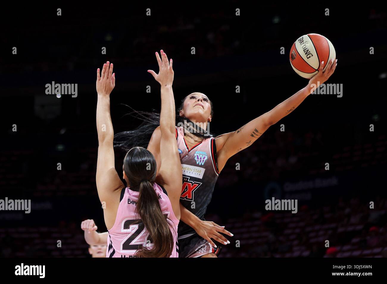 Ally Wilson of the Lynx lays up a shot during the WNBL Round 15 match ...