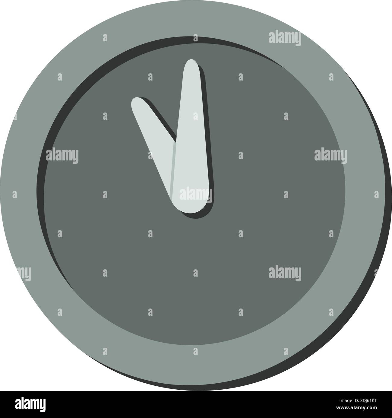 Simple circular dial icon with a single hand indicating time on a muted gray face Stock Vector