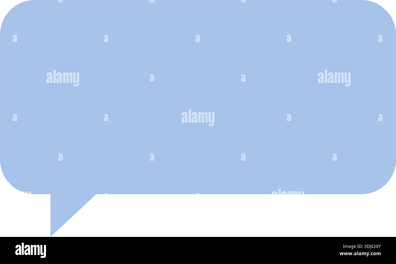 Blue speech bubble on white background, flat minimalist design featuring soft rounded rectangle with tail Stock Vector